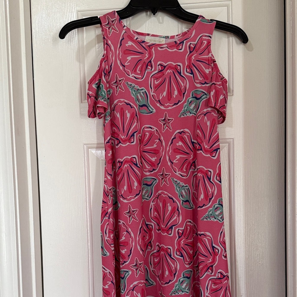 Simply Southern Pink and Green Shell Print Mini Dress